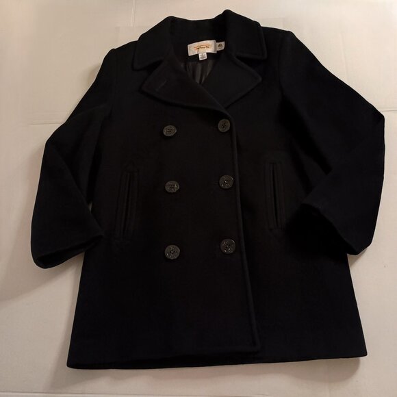 Talbots 100% Wool Black Double-Breasted Peacoat Women’s Size 10 Classic Coat - Picture 4 of 16
